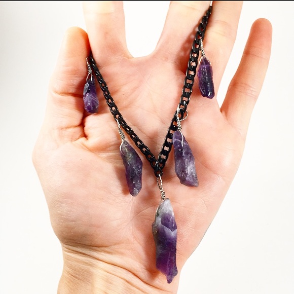 Amethyst Steel Chain Necklace - Picture 5 of 8